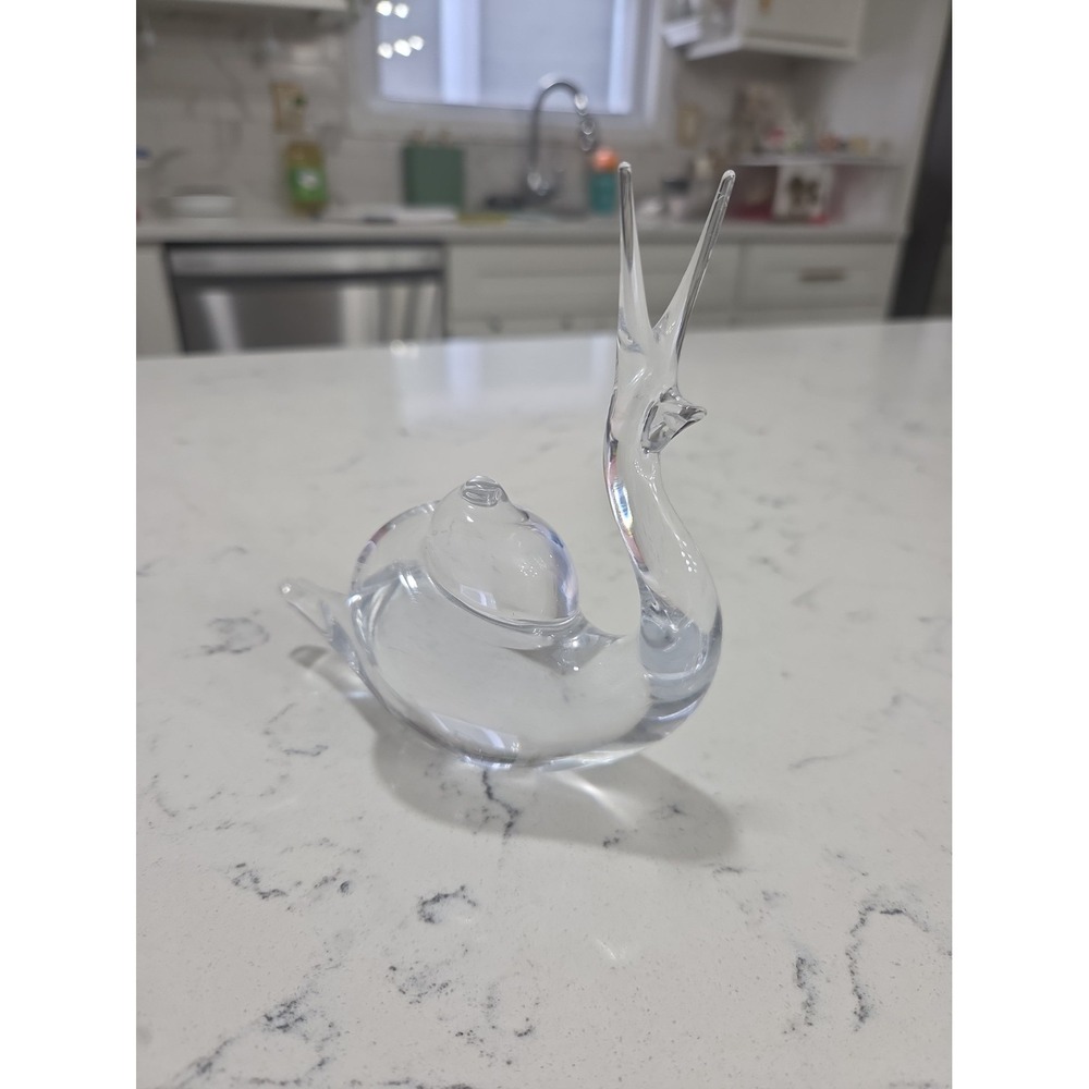 Vintage Crystal Snail Beautiful Clear Crystal Paperweight